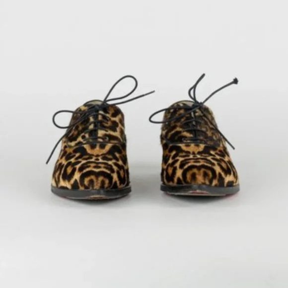 Christian Louboutin Pony Hair Leopard Print Oxfords - Picture 2 of 10
